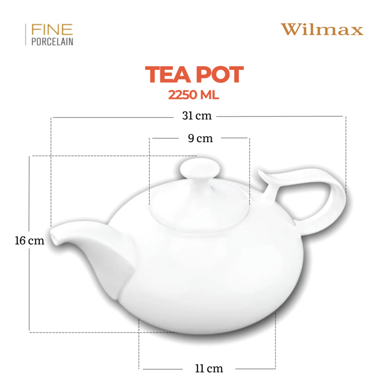 Czajniczek do herbaty biały porcelanowy 2250 ml WL-994042/1C