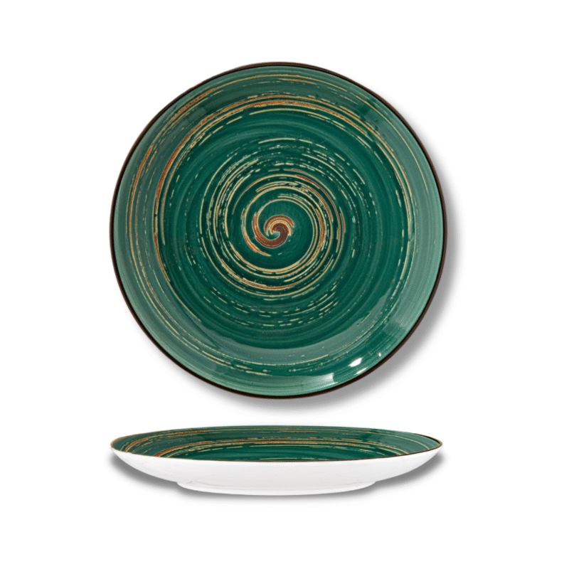 Talerz obiadowy zielony porcelanowy 25.5 cm WL-669514/A