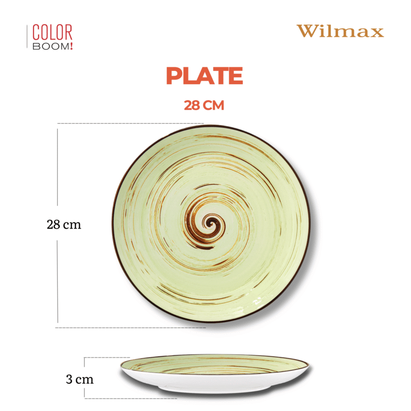 Talerz obiadowy pistacjowy porcelanowy 28 cm WL-669116/A