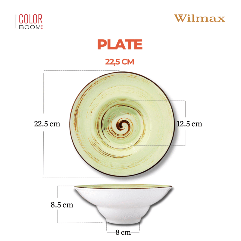 Talerz głęboki pistacjowy porcelanowy 22.5 cm 1100 ml WL-669123/A