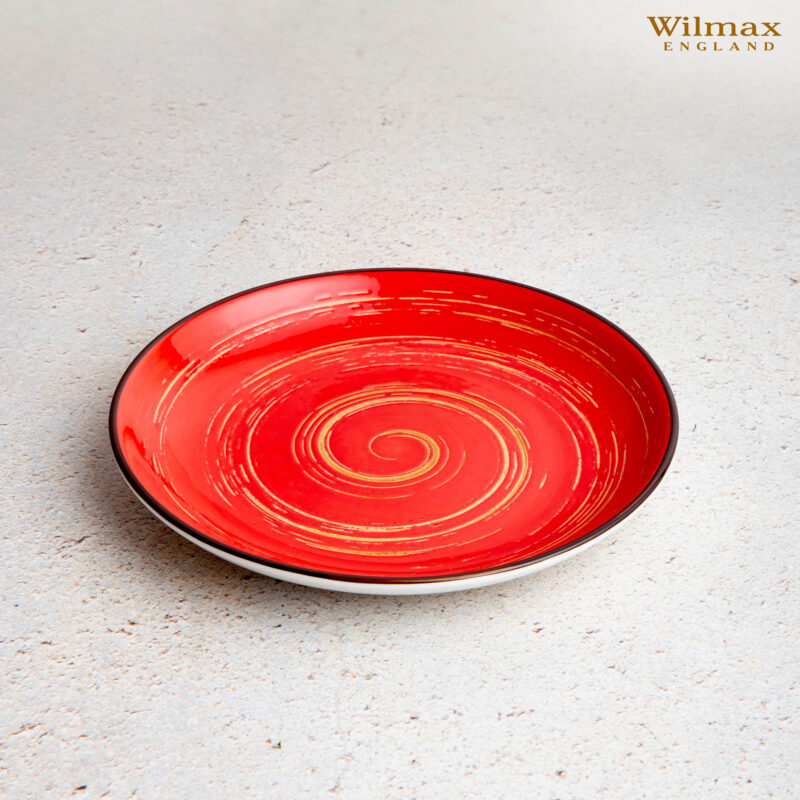 Talerz deserowy czerwony porcelanowy 20.5 cm WL-669212/A