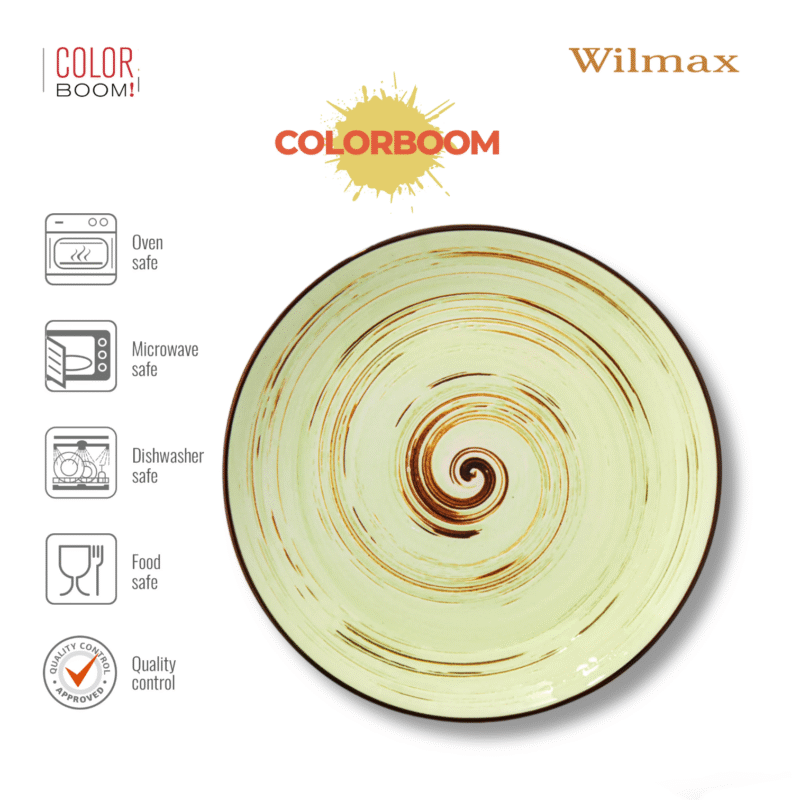 Talerz obiadowy pistacjowy porcelanowy 28 cm WL-669116/A
