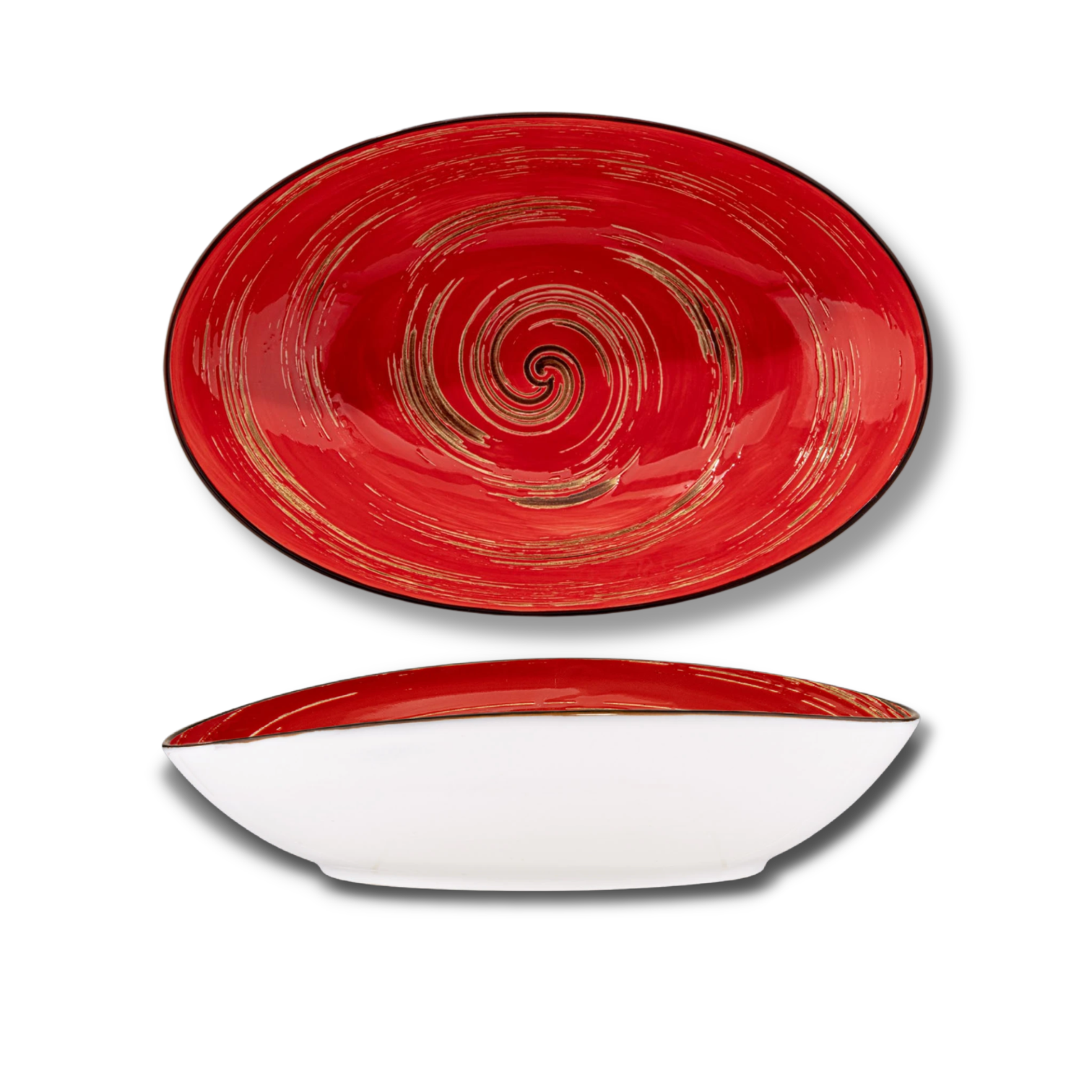Oval red porcelain salad bowl 25 cm WL-669241/A