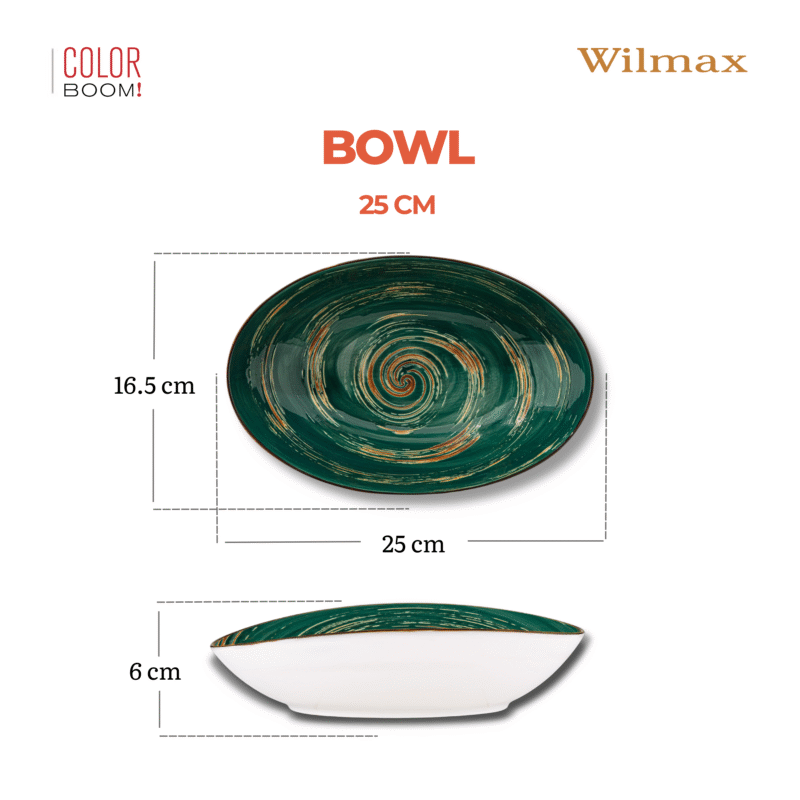 Misa sałatkowa owalna zielona porcelanowa 25 cm WL-669540/A