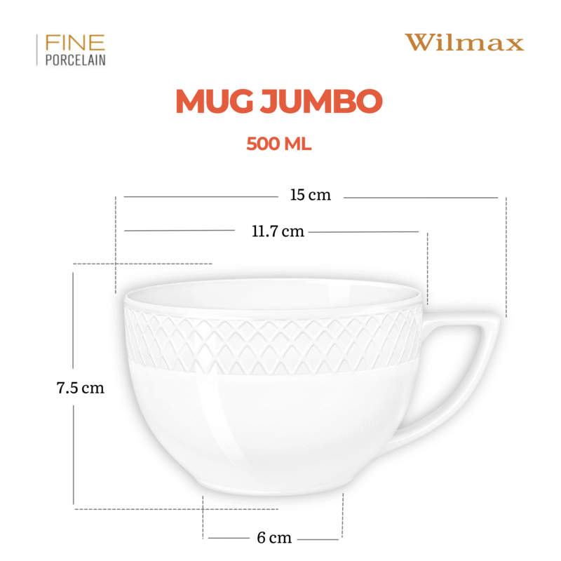 Kubek jumbo 500 ml biały porcelanowy WL-880101409/A
