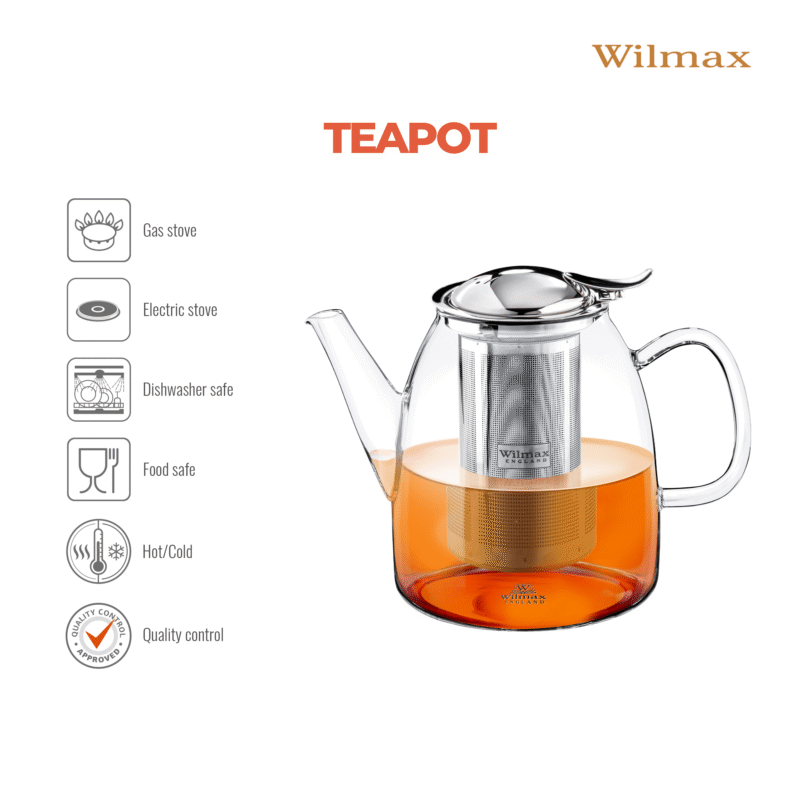 Dzbanek szklany z metalowym zaparzaczem do herbaty ze stali nierdzewnej 600 ml WL-888807/A