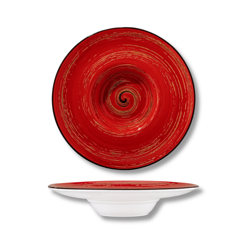 Talerz głęboki czerwony porcelanowy 24 cm 200 ml WL-669225/A