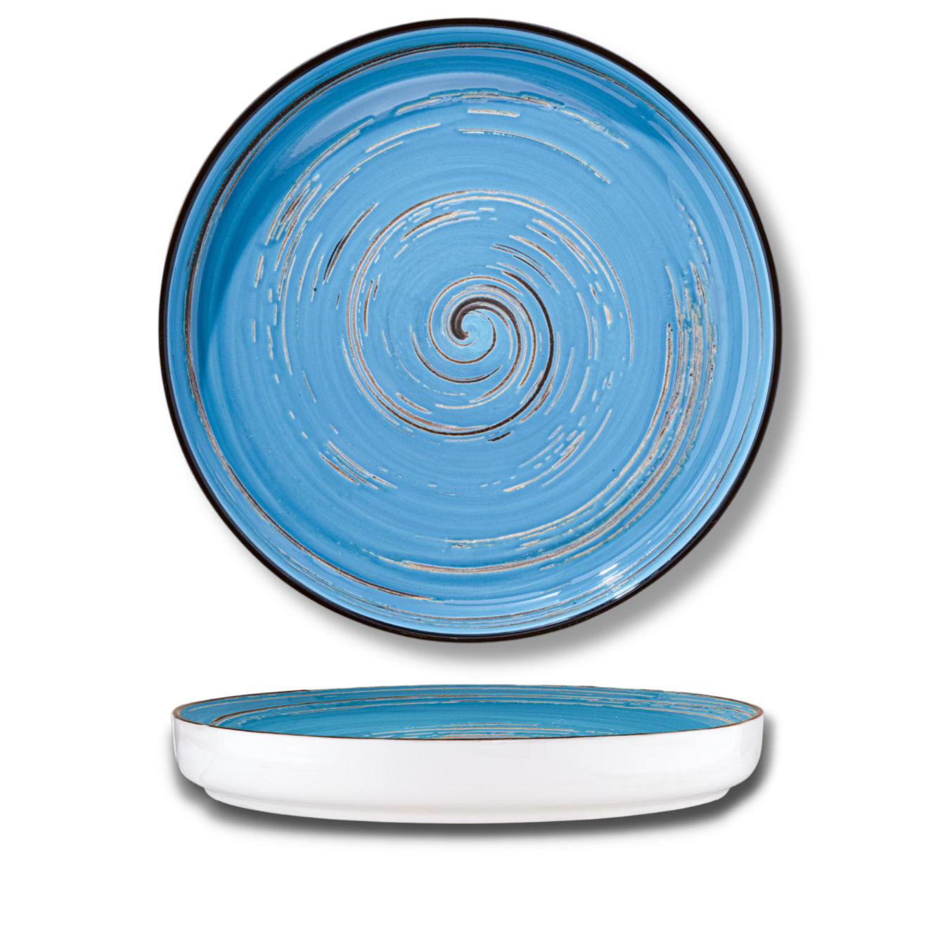 Plate with high rim blue porcelain 28 cm WL-669620/A