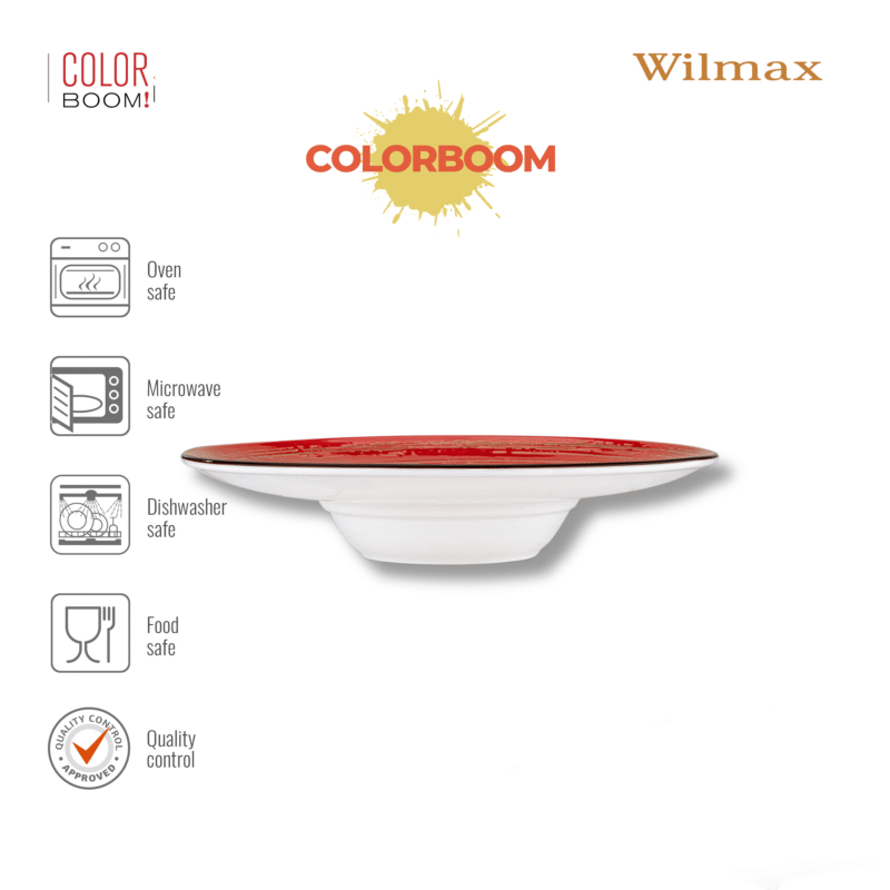 Talerz głęboki czerwony porcelanowy 24 cm 200 ml WL-669225/A