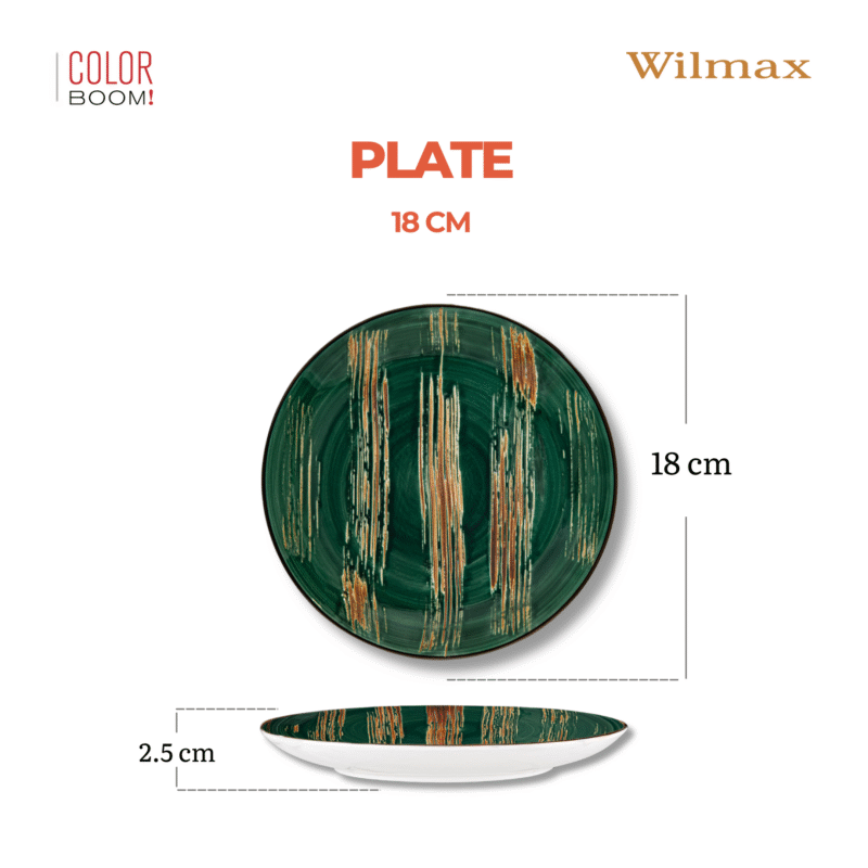 Talerz deserowy zielony porcelanowy 18 cm WL-668511/A