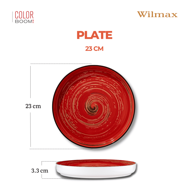 Talerz z wysokim rantem czerwony porcelanowy 23 cm WL-669219/A