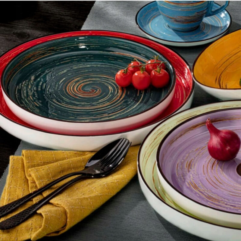 Talerz z wysokim rantem zielony porcelanowy 23 cm WL-669519/A