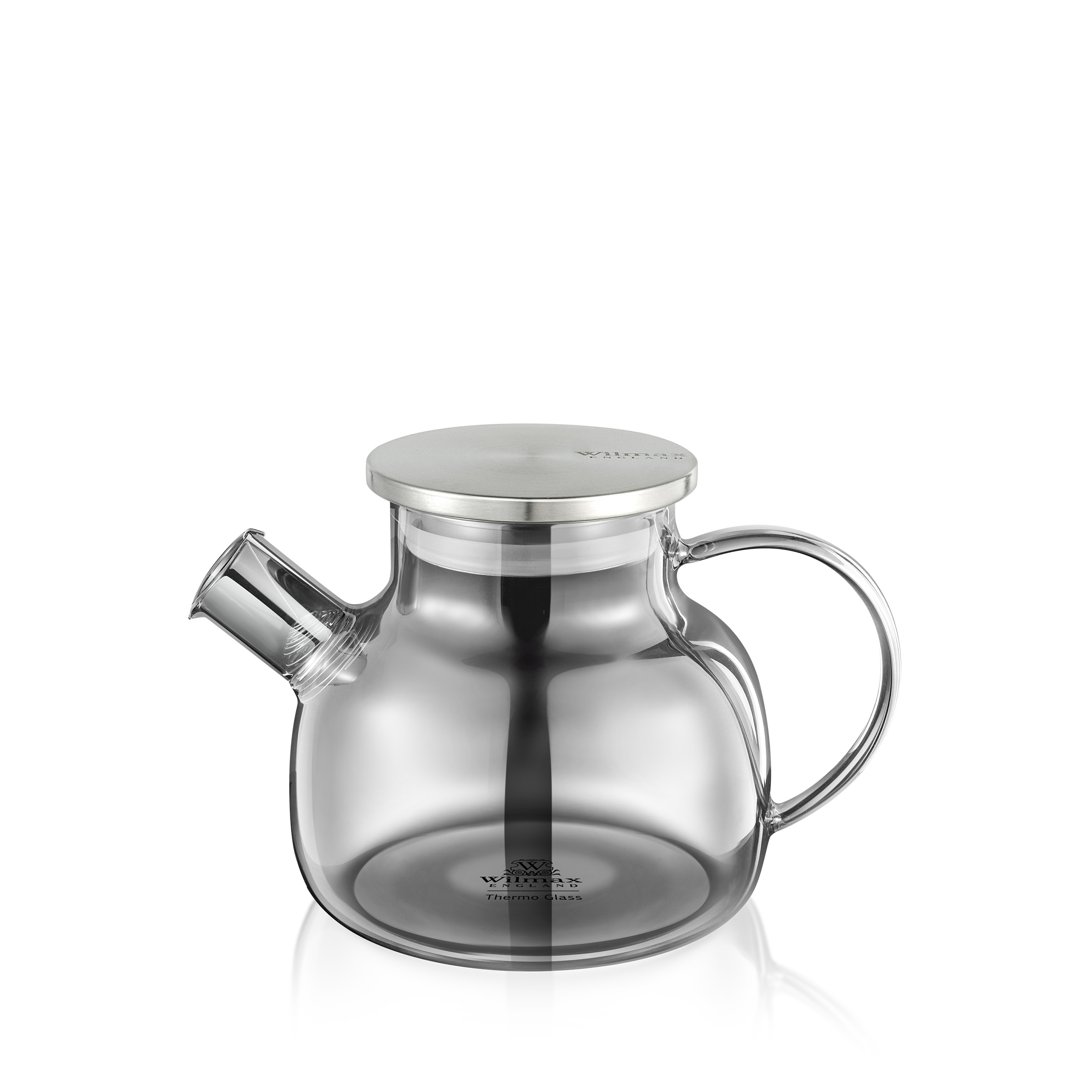 Glass jug for tea silver with stainless steel lid 950 ml WL-888810002/A