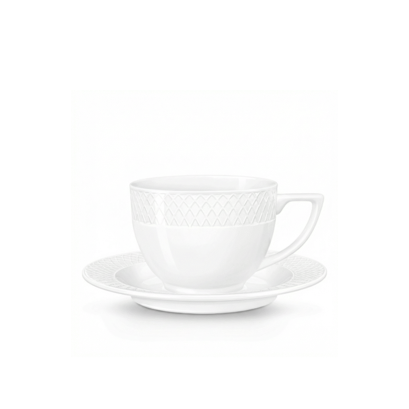 Filiżanka i spodek do cappuccino 170 ml biały porcelanowa WL-880101402/AB