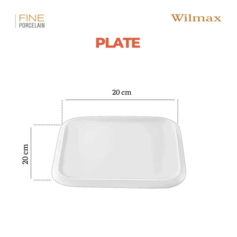 Talerz deserowy 20x20 cm Teona biały porcelanowy WL-991227/A