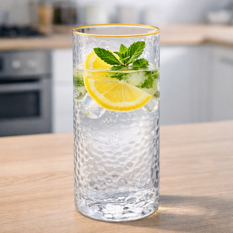 Szklanka ze szkła ze złotym rantem 290 ml WL-888631/A