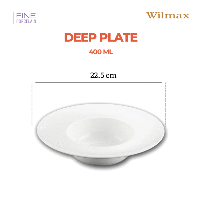 Talerz głęboki 22,5 cm 400 ml biały porcelanowy WL-991186/A