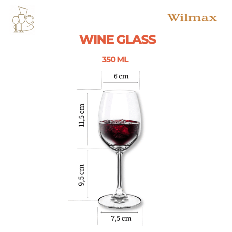 Kieliszek do wina 350 ml zestaw 6 sztuk WL-888012/6A