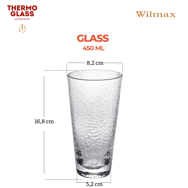 Szklanka ze szkła hammered 450 ml WL-888630/A