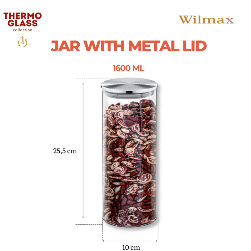 Słoik szklany z metalową pokrywą 1600 ml WL-888518/A