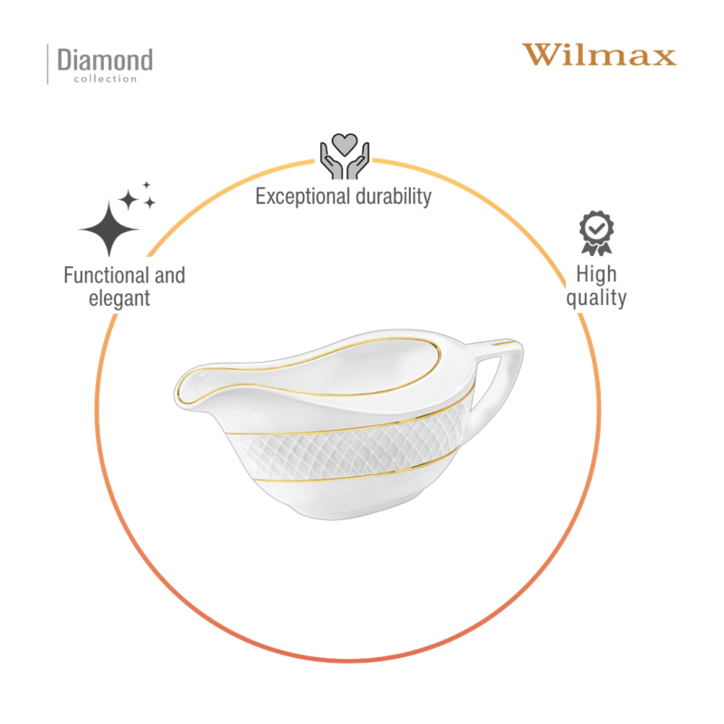 Sosjerka 230 ml biała porcelanowa ze złotym rantem WL-880102501/A