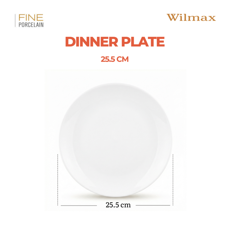 Talerz obiadowy z szerokim rantem 25,5 cm biały porcelanowy WL-991015/A