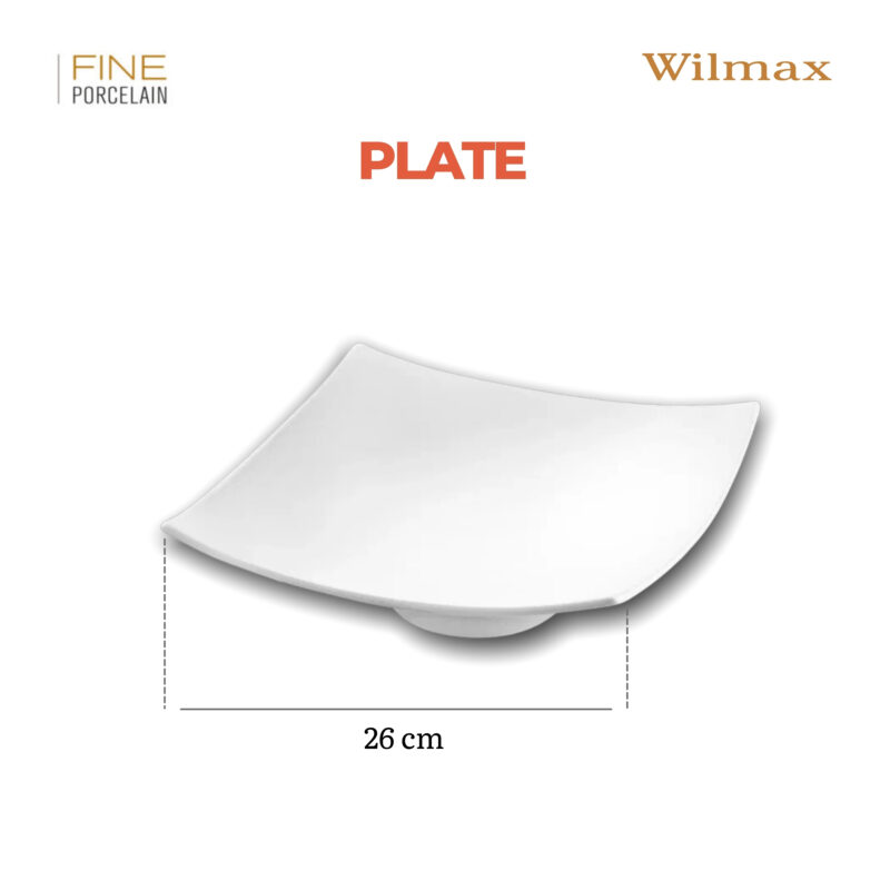Talerz kwadratowy 26 cm biały porcelanowy WL-991376/A