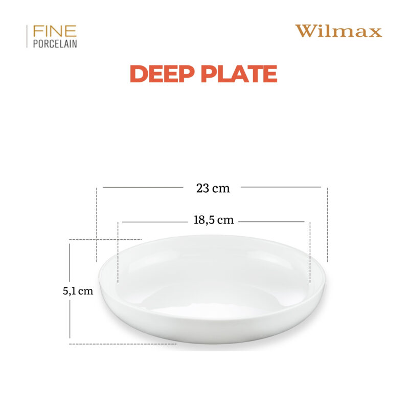 Talerz obiadowy z wysokim rantem 23 cm biały porcelanowy WL-991215/A