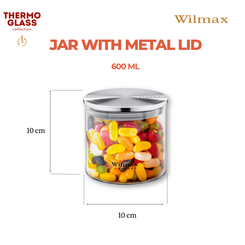 Słoik szklany z metalową pokrywą 600 ml WL-888512/A