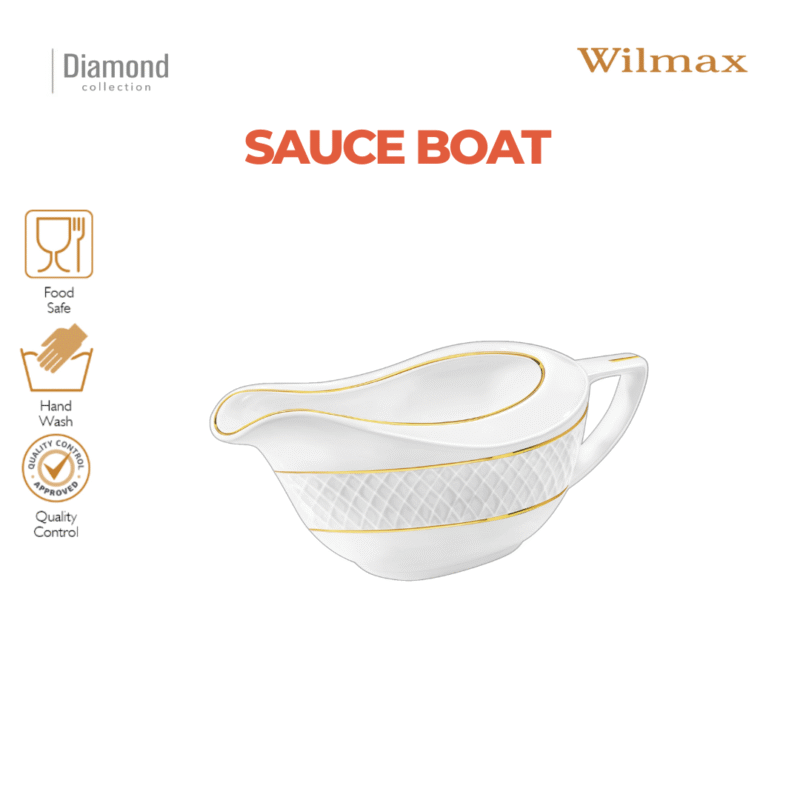 Sosjerka 230 ml biała porcelanowa ze złotym rantem WL-880102501/A
