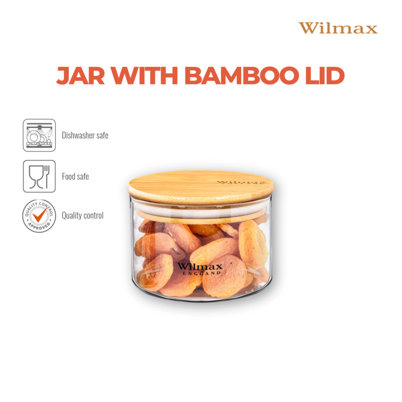 Słoik szklany z bambusową pokrywką 400 ml WL-888501/A