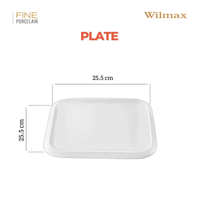 Talerz obiadowy 25,5x25,5 cm biały porcelanowy WL-991228/A
