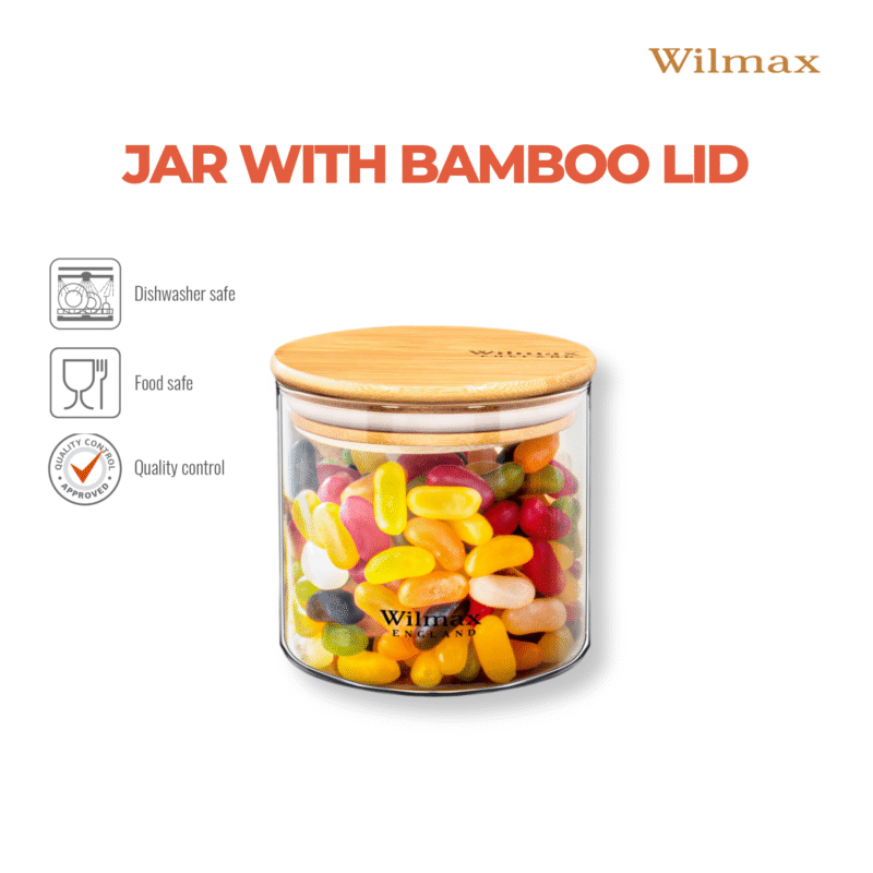 Słoik szklany z bambusową pokrywką 600 ml WL-888502/A