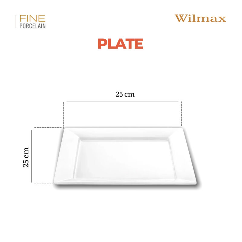 Talerz deserowy 25x25 cm biały porcelanowy WL-991223/A