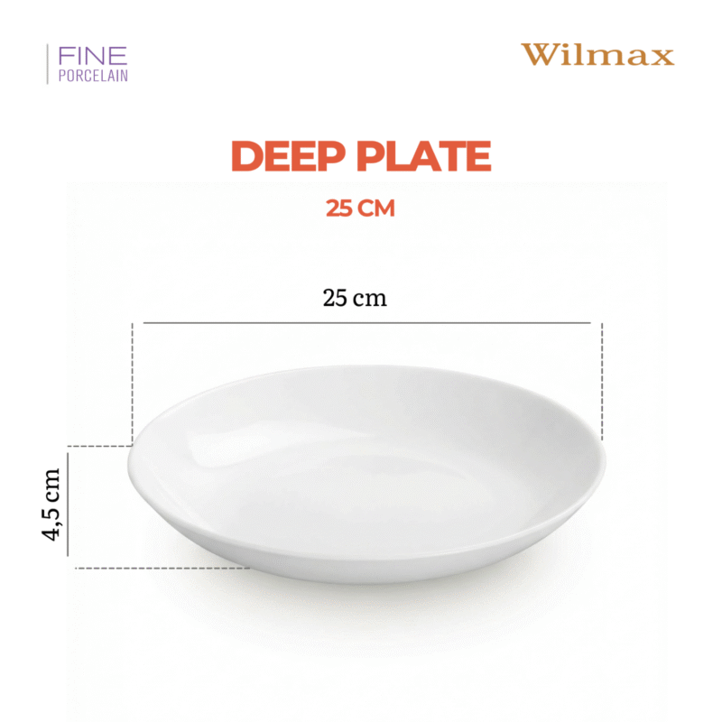 Talerz głęboki 25.5 cm biały porcelanowy WL-991118/A