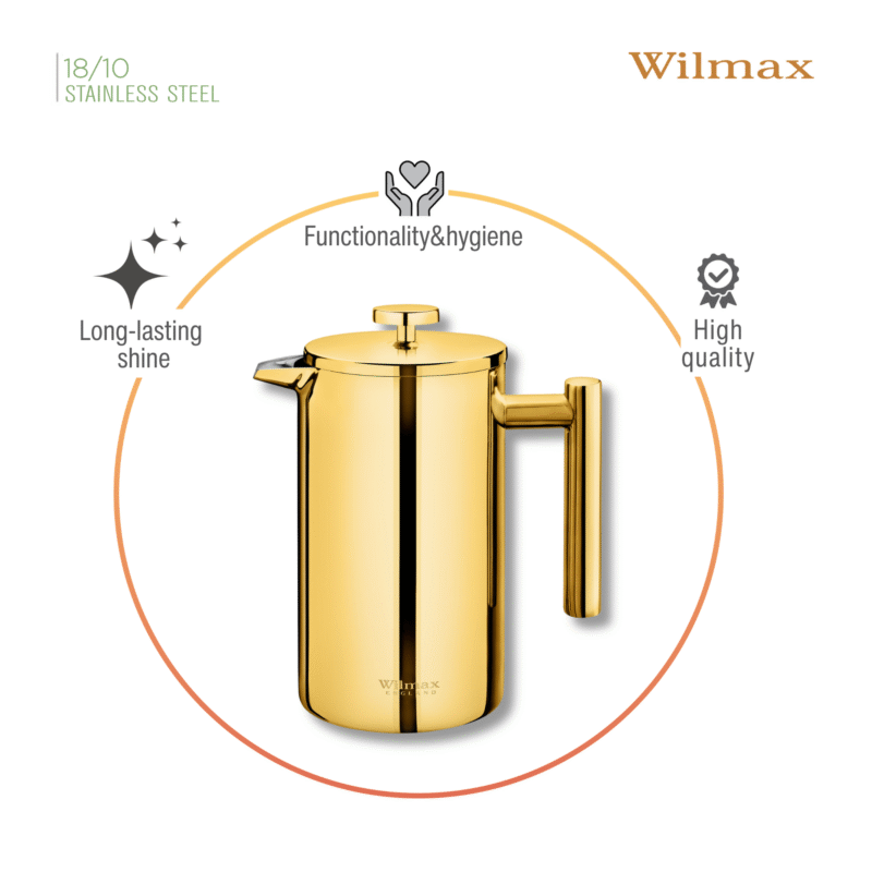 Zaparzacz do kawy dwuścienny 1000 ml - prasa francuska, złoty kolor WL-512780130/A