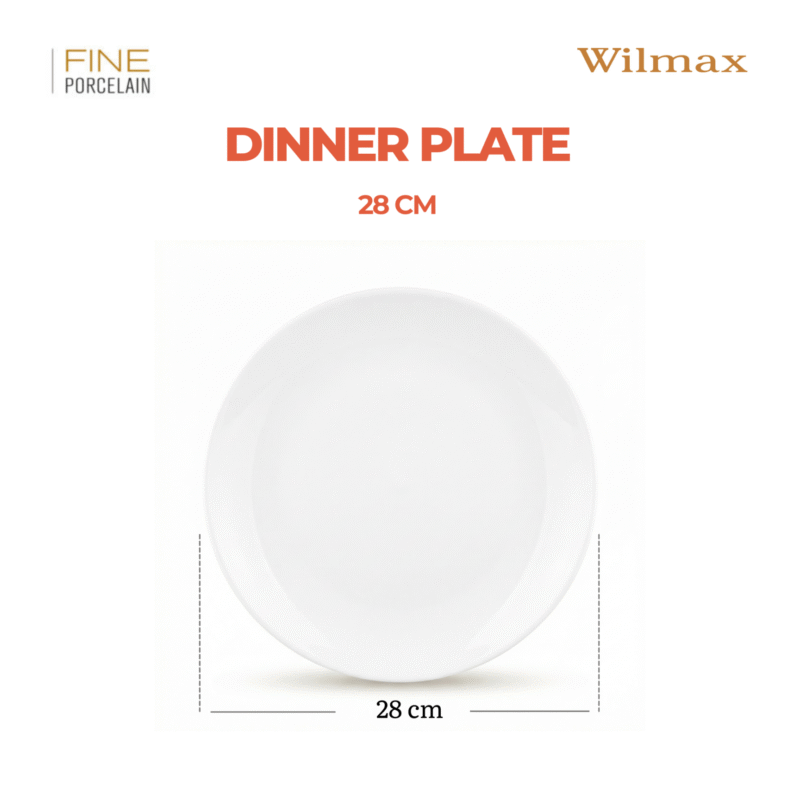 Talerz obiadowy z szerokim rantem 28 cm biały porcelanowy WL-991352/A