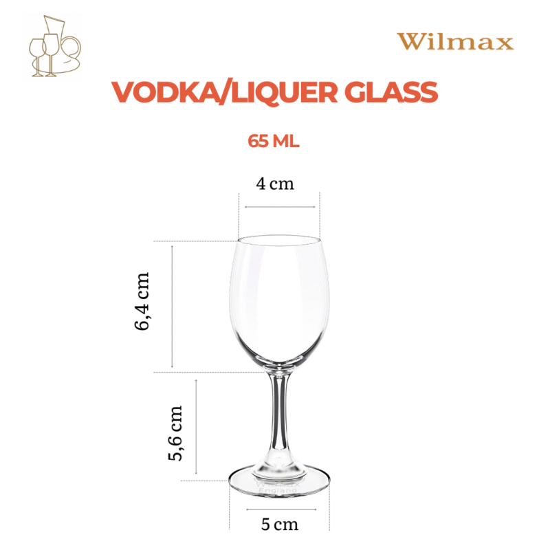 Kieliszek do wódki i likieru 65 ml zestaw 6 sztuk WL-888028/6A