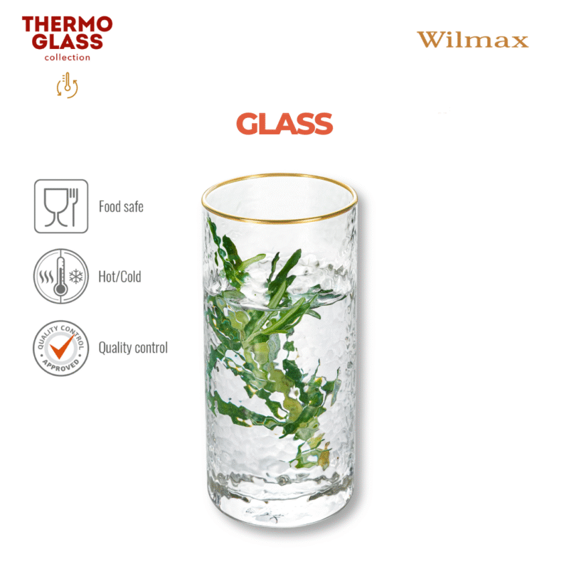 Szklanka ze szkła ze złotym rantem 290 ml WL-888631/A