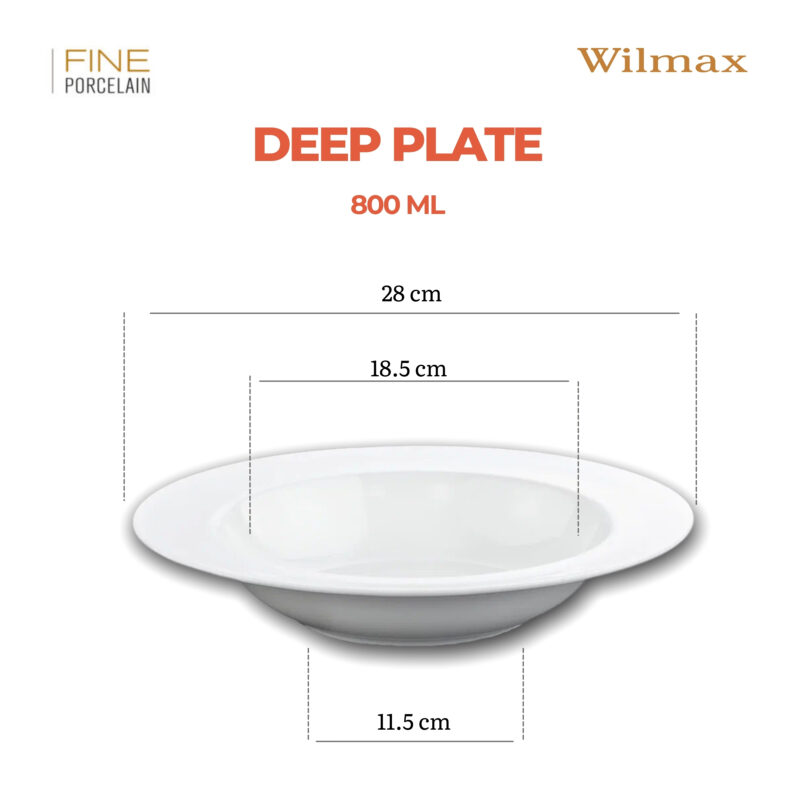 Talerz głęboki 28 cm 800 ml biały porcelanowy WL-991219/A