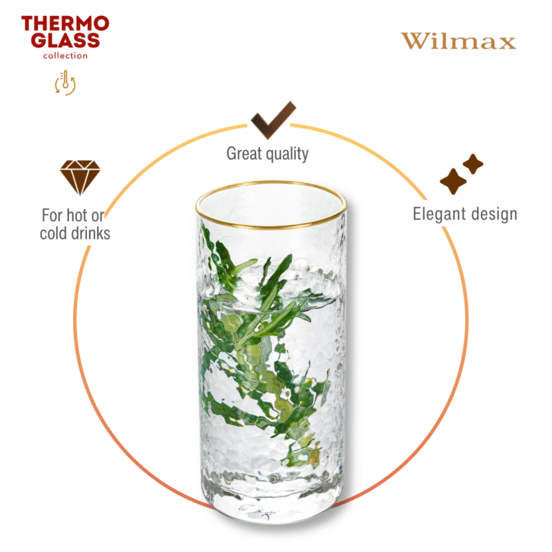 Szklanka ze szkła ze złotym rantem 290 ml WL-888631/A