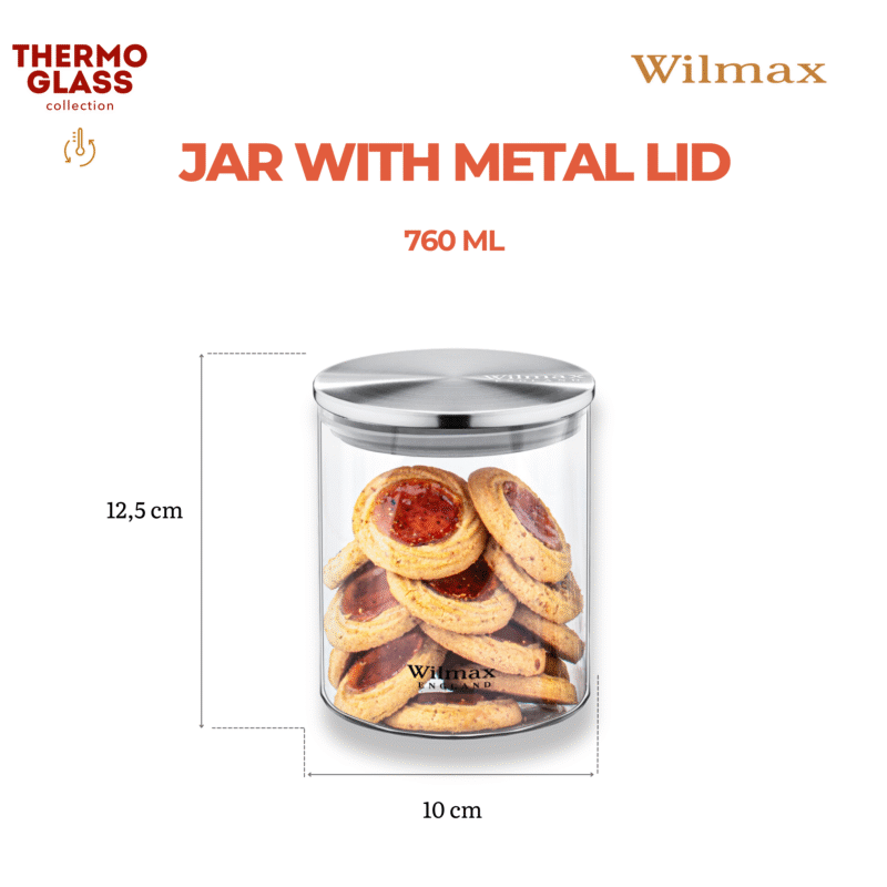 Słoik szklany z metalową pokrywą 760 ml WL-888513/A