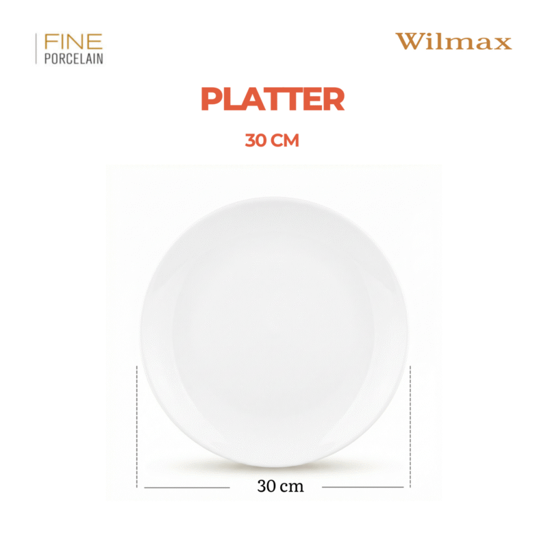 Talerz obiadowy z szerokim rantem 30,5 cm biały porcelanowy WL-991024/A