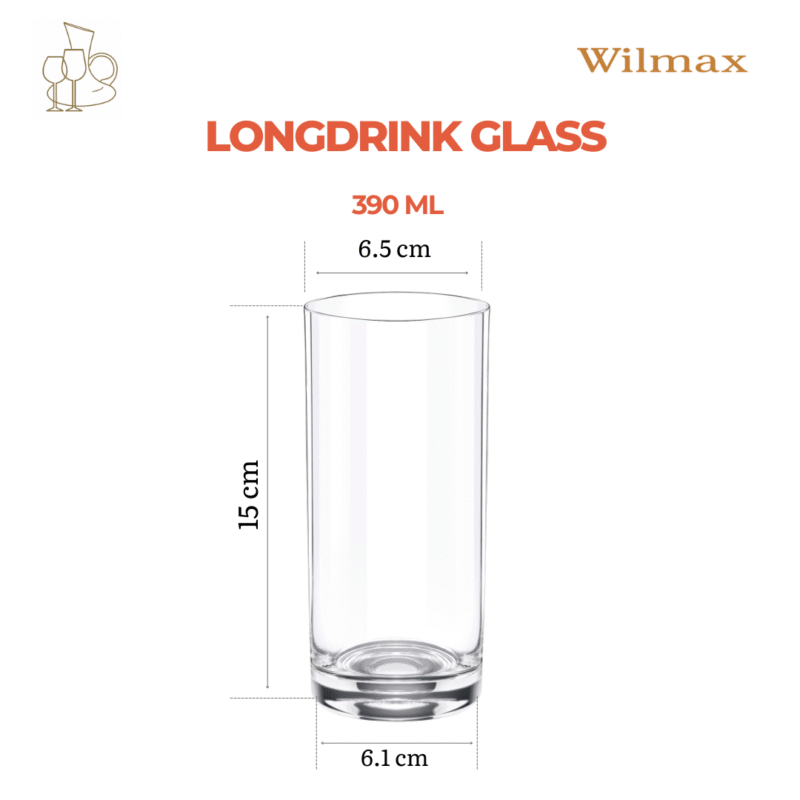 Szklanka longdrink 390 ml zestaw 6 sztuk WL-888024/6A