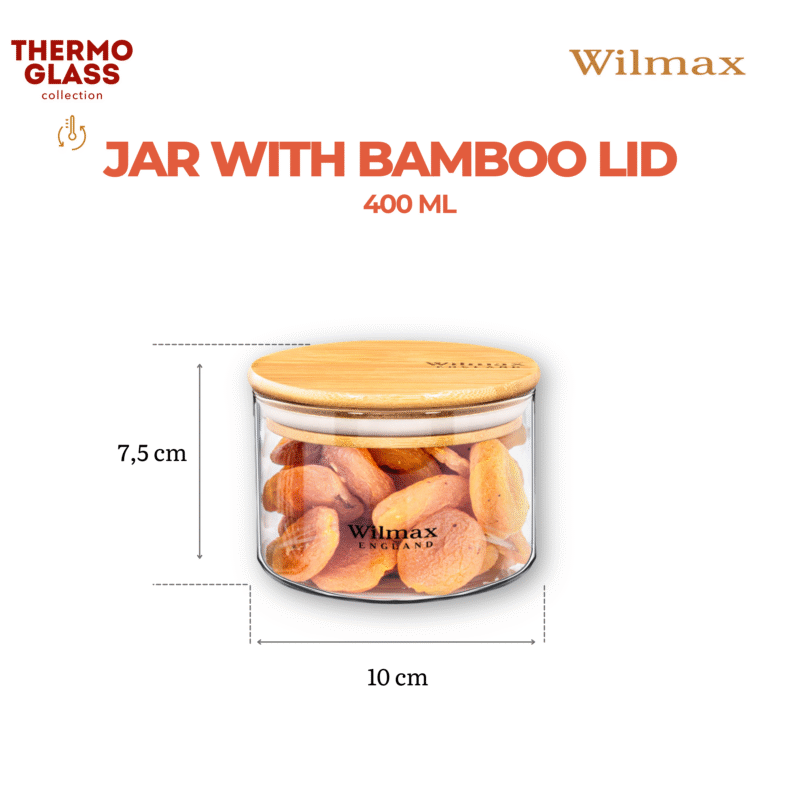 Słoik szklany z bambusową pokrywką 400 ml WL-888501/A