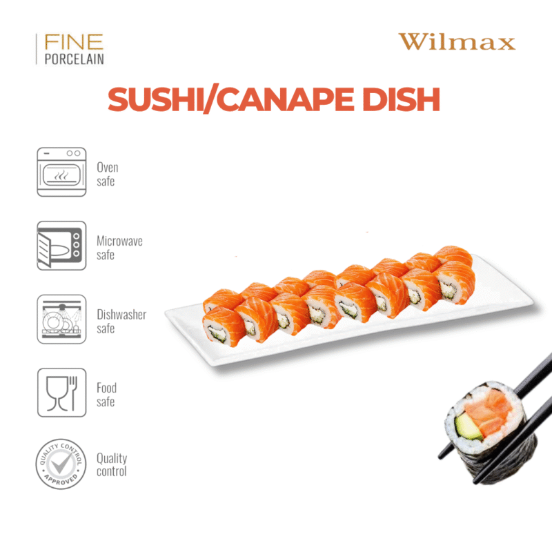 Talerz do sushi 30.5x12 cm biały porcelanowy WL-992015/A