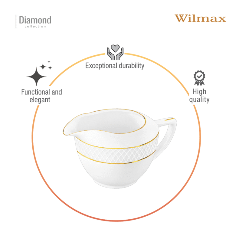 Mlecznik 280 ml biały porcelanowy ze złotym rantem WL-880102475/A