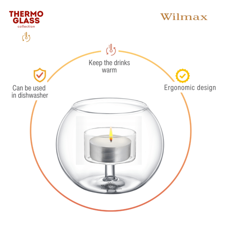 Świecznik szklany na 1 tealight 10x8 cm WL-888973/A