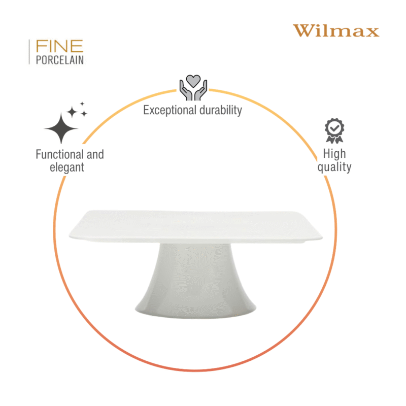 Patera na ciasto i tort 30x30x9 cm biała porcelanowa WL-996133/A