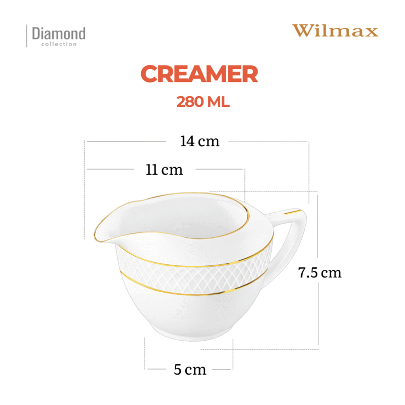 Mlecznik 280 ml biały porcelanowy ze złotym rantem WL-880102475/A